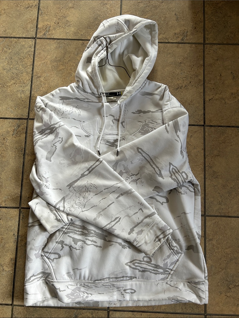 Men’s Under Armour White Hoodie with Light Gray Camo Print